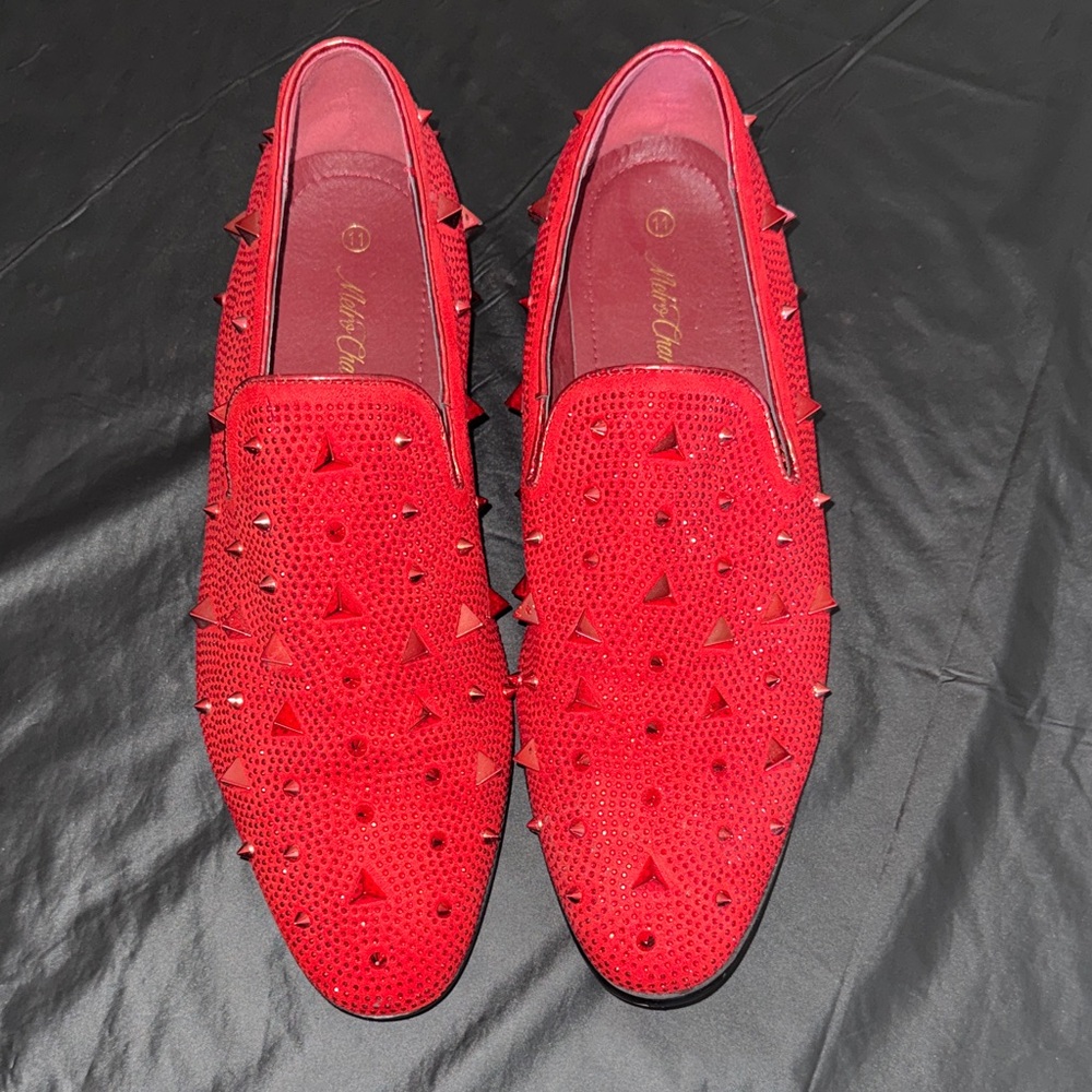 Red Studded Loafers